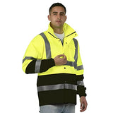 JORESTECH Chaqueta impermeable de alta visibilidad ANSI/ISEA 107-2015 Clase 3 Nivel 2 Amarillo/Negro JK-03-YLBK (S)