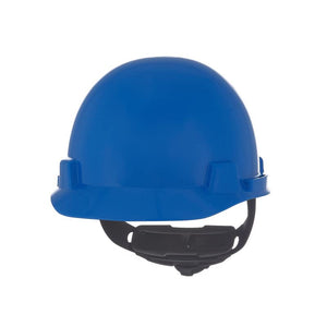 MSA 10074068 SmoothDome - Gorro de seguridad con suspensión Fas-Trac III de trinquete | Carcasa de polietileno, protección superior contra impactos, correas de corona autoajustables – Tamaño estándar en azul