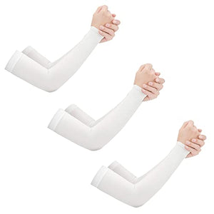 3 Pares Blanco Manga Protectora para Brazo, Mangas de Protección UV Sol, Protección Larga Cubierta de Golf Ciclismo Corriendo Pesca Conducción Baloncesto Béisbol