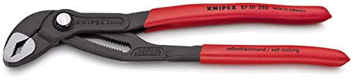 Knipex 87 01 250 Sb Cobra Tenaza para Bombas de Agua Hightech Atramentado Recubiertos de Plástico Antideslizante, 250 mm, rojo