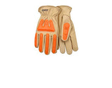 KINCO 98A-L - Guantes de piel de vacuno para hombre, protección contra impactos sin forro, PVC moldeado brillante, grande, naranja