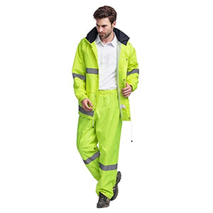 HJHJ Ropa de Trabajo Reflectante Traje De Lluvia De Alta Visibilidad De Alta Visibilidad,Chaqueta,Pantalones Alta Visibilidad Reflectante Lluvia Abrigos Impermeable Ropa