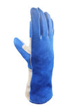 Guantes de soldadura de cuero azul resistente al calor para soldador Mig, BBQ, horno, camping, chimenea, estufa/parrilla, 1 par, grande