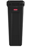 Rubbermaid Commercial Slim Jim Receptacle with Venting Channels, Rectangular, Plastic, 23 Gallons, Black 1 Pack)