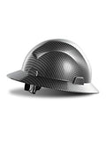 LANON - Casco duro de ala completa, aprobado por OSHA, diseño gris carbón premium, casco de seguridad FRP con suspensión de trinquete ajustable de 4 puntos, clase C