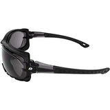 Birdz Gafas de sol deportivas acolchadas de seguridad para motocicleta, color negro con lente ahumada