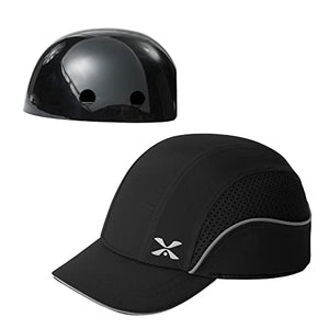 Gorra de béisbol de seguridad, ligera, de seguridad, protección de la cabeza, transpirable, gorra de protección de la cabeza (M18109H-negro-ala corta)