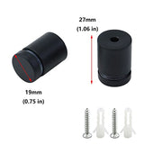 Antrader - Juego de 12 soportes de pared de vidrio para clavos, tornillo de acero inoxidable, Negro mate, 19mm x 25mm