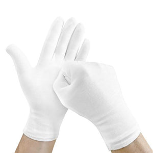 Guantes de algodón blanco Serve Clean 12 pares (24 piezas) hidratantes, inspección, cosméticos, eccemas, monedas/joyas.