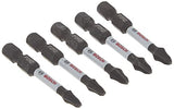 BOSCH ITP2R2205 5 Pc. 2 in Phillips/Square #2 Impact Tough Screwdrive Bit