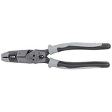 Klein Tools J2159CRTP - Alicates de corte lateral, 9 pulgadas, alicates híbridos de alto apalancamiento con crimpador, extractor de cinta de pescado y pelacables