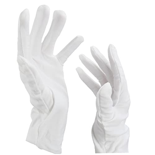  12 pares de guantes de algodón blanco para eccema y manos secas  – Guantes de trabajo transpirables – Guantes de inspección de joyas suaves  de spa hidratantes – Guantes de tela