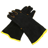 KGEZW Guantes protectores de soldadura de servicio pesado 1 par soldadores de cuero de cuero guantes de cuero de cuero guantes de soldadura de soldadura negra guantes