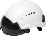 Casco duro de seguridad ajustable de ABS con suspensión de 6 puntos, perfecto para el trabajo en altura de equitación, escalada, construcción general de protección de sombreros (visera ahumada)