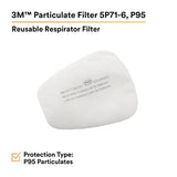 3M Filtro respirador de repuesto 5P71-6, paquete de 6, P95, debe utilizarse con respiradores 3M 5000 o cartuchos 3M serie 6000