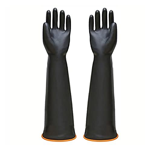 GaoGaoBei Guantes Negros de 35/45/55cm, Guantes de Goma Resistentes, Seguridad en el Trabajo químico para la Industria, Guantes de protección Laboral, Guantes para el hogar,55cm,Super