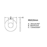 Tornillo de mariposa M6 de 1,0 x 25 mm con arandelas, tuercas hexagonales, tornillo de mariposa de acero inoxidable, 5 juegos