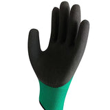 Guantes de látex de espuma duradera de doble revestimiento antiestático resistente guantes de trabajo impermeables guantes de jardín (guantes verdes látex negro, M, 12 pares)