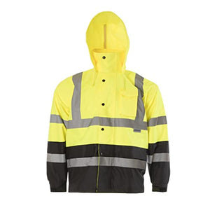 JORESTECH Chaqueta impermeable de alta visibilidad ANSI/ISEA 107-2015 Clase 3 Nivel 2 Amarillo/Negro JK-03-YLBK (S)