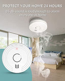 Ecoey Detector de incendios con alarma de humo con tecnología fotoeléctrica y señal de batería baja (batería incluida), alarma de incendios con función de prueba para el hogar, dormitorio, FJ136GB, 4 paquetes