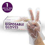 500 Guantes de Polietileno Sin Talco Transparentes Libre de Látex y BPA Propiedades Anti-Estáticas para Uso Doméstico Cocina y Protección de Seguridad para el Trabajo (- Grande)