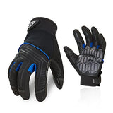 Vgo... 1-Par Guantes de Trabajo de Cuero de Vaca de Grano Completo, Compatibles con Pantalla Táctil (8/M, Azul, CA9730HL)