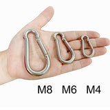 8 mosquetones de acero con mosquetón, llavero de enlace rápido resistente, gancho de metal para correa de perro, campamento al aire libre, columpio, hamaca, senderismo (M6,60 mm, puede contener 300 libras)