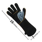 Gongyi Guantes de piel para parrilla de 16 pulgadas, resistentes al calor/al fuego para forja/fundición/fusión/Mig/Stick Guantes de soldadura para horno, parrilla, chimenea, horno, estufa, soporte para ollas, soldador Tig, barbacoa, guante de manipulación