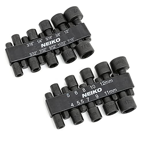 NEIKO 10068A Power Nut Driver | 20Pc Hex Nut Driver Set | 1/4