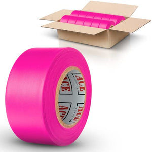 Pink Flagging Tape 12 Pack - Non-Adhesive - 1.5" Width, 150' Length, 2 Mil - Marking Tape For Trees, Plastic Ribbon For Branches - Use As Surveyors Tape, Survey Tape, Barricade Tape, Or Flag Tape