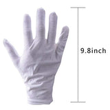 Zealor - Guantes blancos, 12 pares de guantes de algodón suave, guantes de inspección plateados, guantes de forro elástico, tamaño mediano