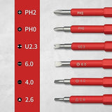 HOUSERAN Juego de 5 Desarmadores Aislados de 1000V, Desarmadores Electrotécnico con Estuche, Destornillador con Hojas Intercambiables, Destornillador para Reparaciones Domésticas