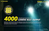 Nitecore Linterna LED recargable P20iX USB-C – 4000 lúmenes – con batería extra NL2150HPi, funda y cable de carga USB Eco-Sensa incluido