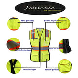 JKWEARSA Chaleco de seguridad para mujer, chaleco reflectante de alta visibilidad con bolsillos, chaleco de trabajo de malla transpirable para mujer, Amarillo, Medium