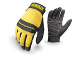 DEWALT Guante de trabajo multipropósito con palma de cuero sintético, dorso de elastano y cierre de velcro Negro y amarillo/Negros