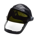 Jackson Safety QUAD500 - Protector facial con visera de soldadura IR Shade 5, trinquete, tinte transparente, revestimiento antivaho, negro, 14230