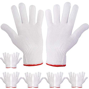 Guantes de trabajo de mano con protección de agarre de seguridad, guantes de trabajo para hombres y mujeres, barbacoas más gruesas, guantes de reparación de corte, resistentes, tejido ligero, para seguridad en el trabajo, algodón grueso (6 pares)