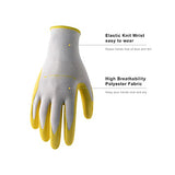 Guantes de jardinería para mujer, guantes de trabajo con revestimiento de nitrilo de espuma, 6 pares y 3 pares de guantes de trabajo protectores transpirables guantes de trabajo de jardín (mediano/3 pares, amarillo+azul+morado)