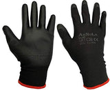 ARNOLA - 12 pares de guantes ESD 13G con revestimiento de poliuretano antiestático, guantes de trabajo de seguridad, guantes para pantalla táctil, perfectos para trabajos generales y para montaje electrónico (XL, negro)