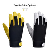 Guantes de trabajo para hombres y mujeres, guantes de trabajo mecánico utilitario, pantalla táctil, guantes de trabajo flexibles y transpirables para patio (L, amarillo)