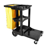 Rubbermaid Commercial Housekeeping 3-Shelf Cart with Zippered Yellow Vinyl Bag, Black, FG617388BLA