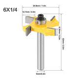 Broca enrutadora de carburo cementado de 4 cuchillas, cortador de limpieza de fondo plano, herramienta de corte para fresado de carpintería(4-Blade T Slot Router Bit 6x1/4)