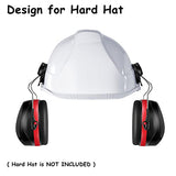 Casco con cancelación de ruido y bloqueador de ruido, protección para los oídos para sitios de construcción, protección para los oídos de seguridad montados en la tapa con adaptadores de montaje de sombrero duro, color rojo