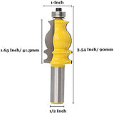 Wolfride 1/2" Cortador de Diámetro de Mango Herramienta de Fresado Para Trabajar la Madera Cutter de Corte de Carburo, Herramienta de Corte de Carpintería- Amarillo