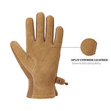 HANDLANDY Guantes de jardinería para mujer, flexibles y duraderos, transpirables, guantes de trabajo de cuero resistente para jardín (S, caqui)