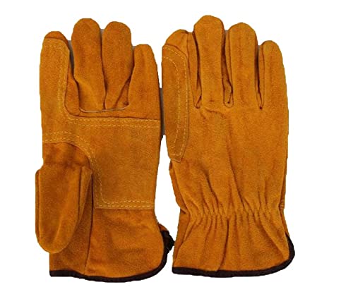 zunruishop Guantes de Trabajo Pulsera Corta, Guantes de la soldadora de Cuero, Guantes Protectores de Aislamiento térmico Duradero. Guantes Protectores