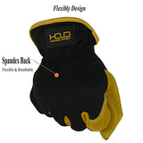 Guantes de jardinería de cuero para hombre, guantes de trabajo utilitarios para mecánicos, construcción, conductor, diseño transpirable destreza (mediano, 3 pares amarillo)