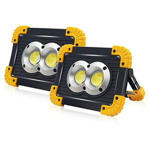 SONEE - Luz de trabajo LED recargable, 1500 lm, súper brillante, impermeable, portátil, luces de trabajo COB con soporte de batería incorporado, luces de trabajo para interiores y exteriores (L802Y-2PACK)