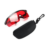 Huepar GL01R - Gafas de seguridad con láser rojo - Gafas de protección ocular para nivel láser rojo, herramientas láser rotativas y multilínea - Gafas con templo ajustable (caja protectora incluida)