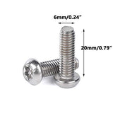 Tornillos antirrobo de seguridad Torx M6 x 20 mm, de acero inoxidable, 20 unidades